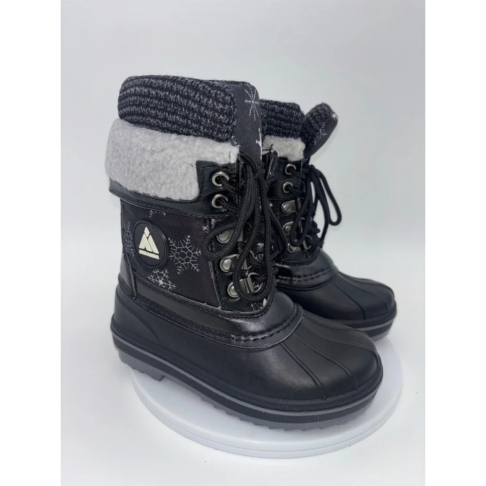MISHANSA New Kids Snow Boots Black Fur Waterproof Winter Snow Shoe Toddler 11